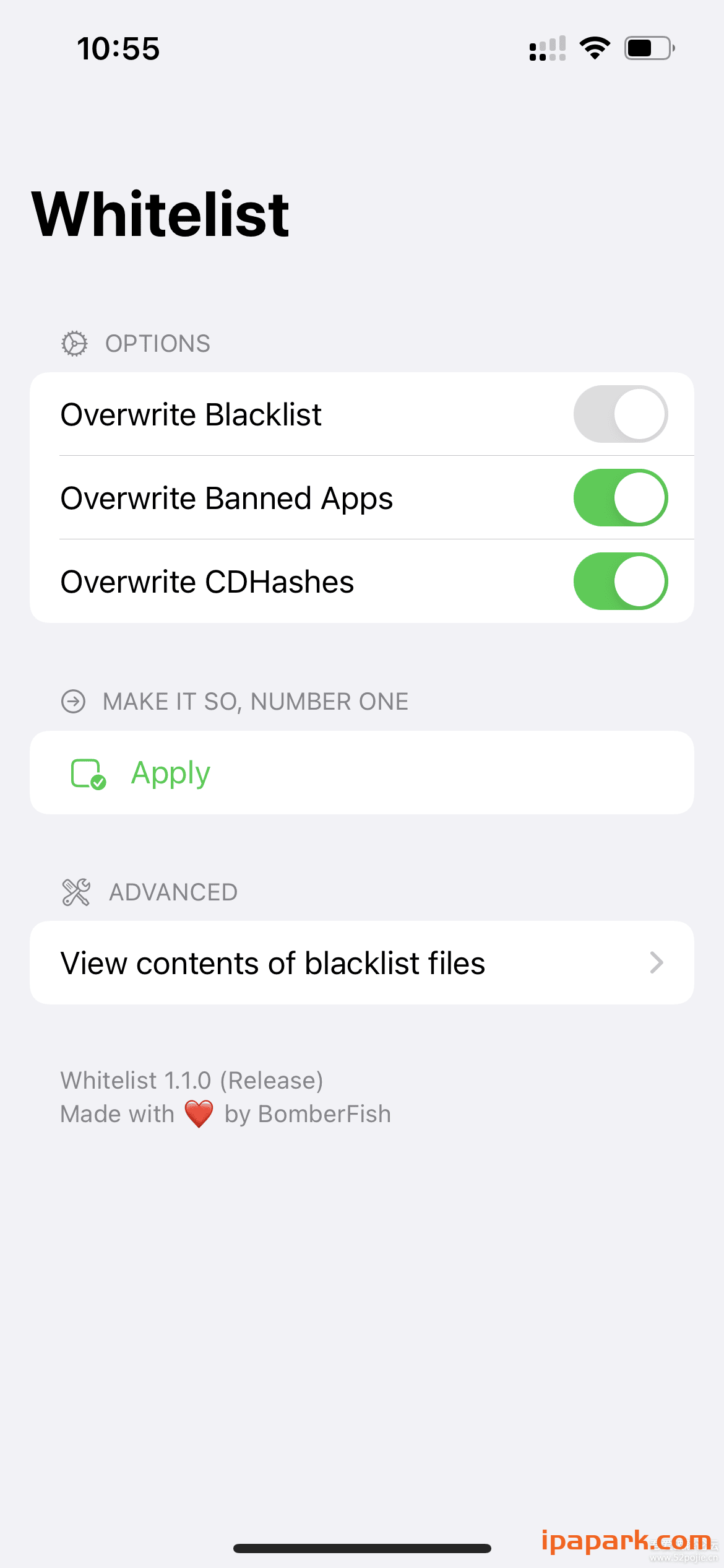图片[1]-Whitelist 1.1.0 修复证书 解除黑名单-iPA资源站